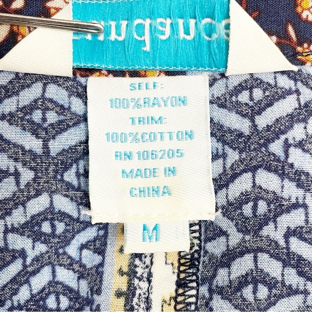 Sundance Simona Dress Blue Multi Floral Balloon Sleeve Peasant Dress Size Medium - Picture 12 of 14